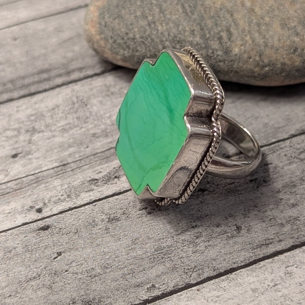 Paige Wallace Rare Vintage Sterling & Turquoise Southwest Cross Statement Ring - Picture 4 of 12